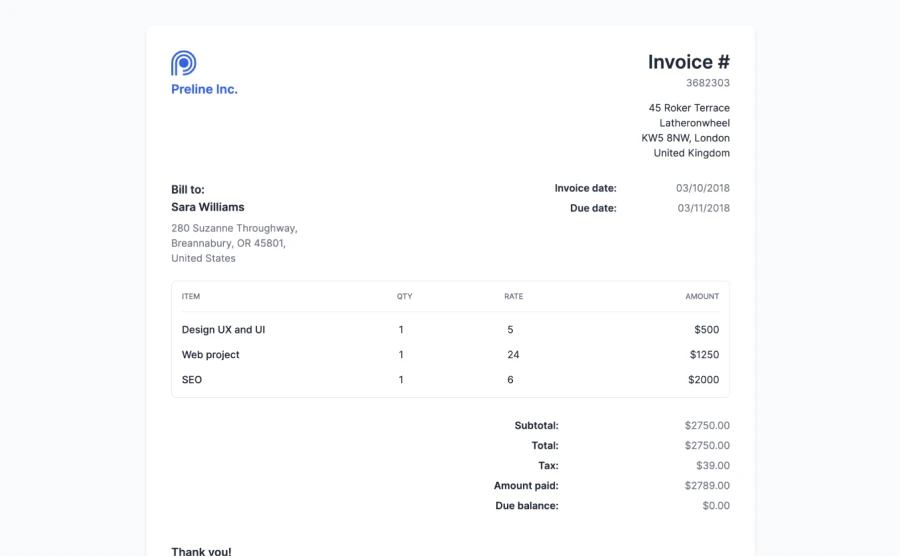 Application Invoice