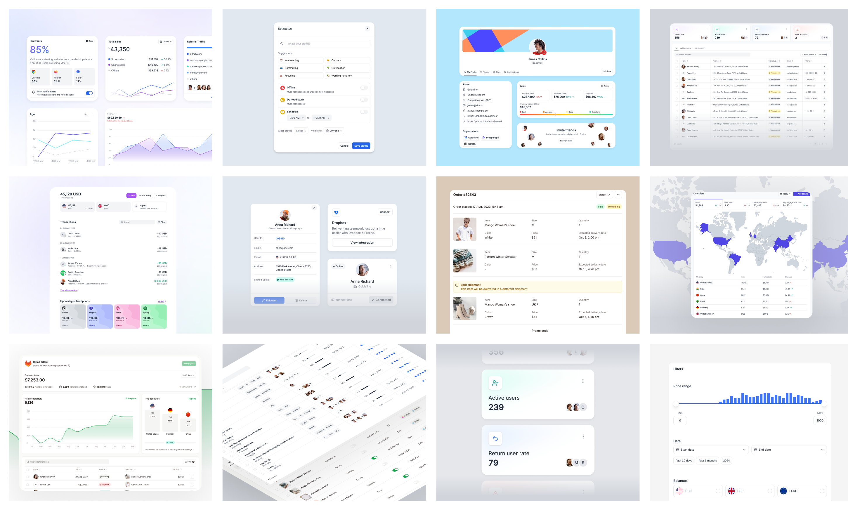 Preline Blocks preview with responsive controls and source UI details