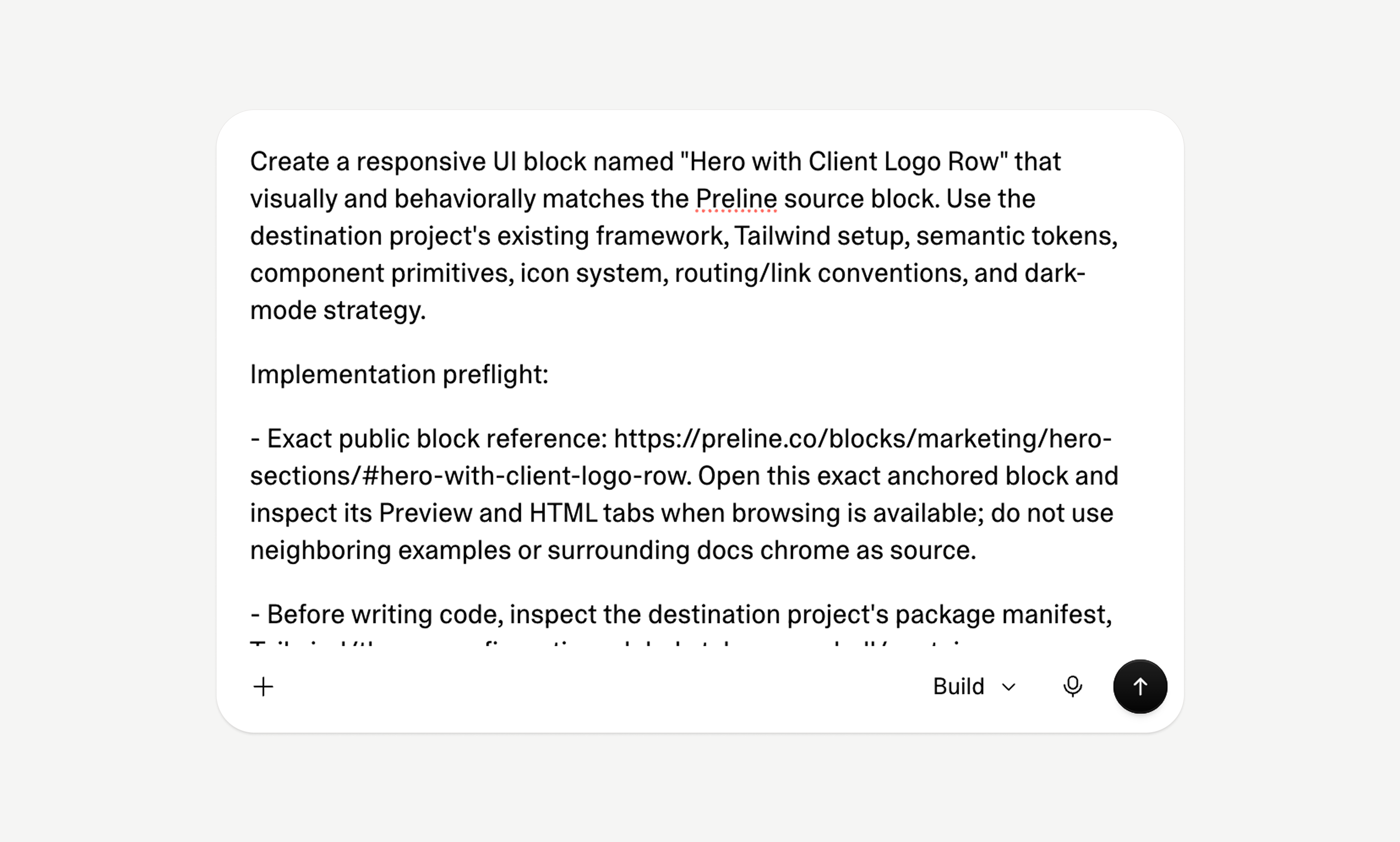 Copied AI Prompt text ready to paste into a coding agent