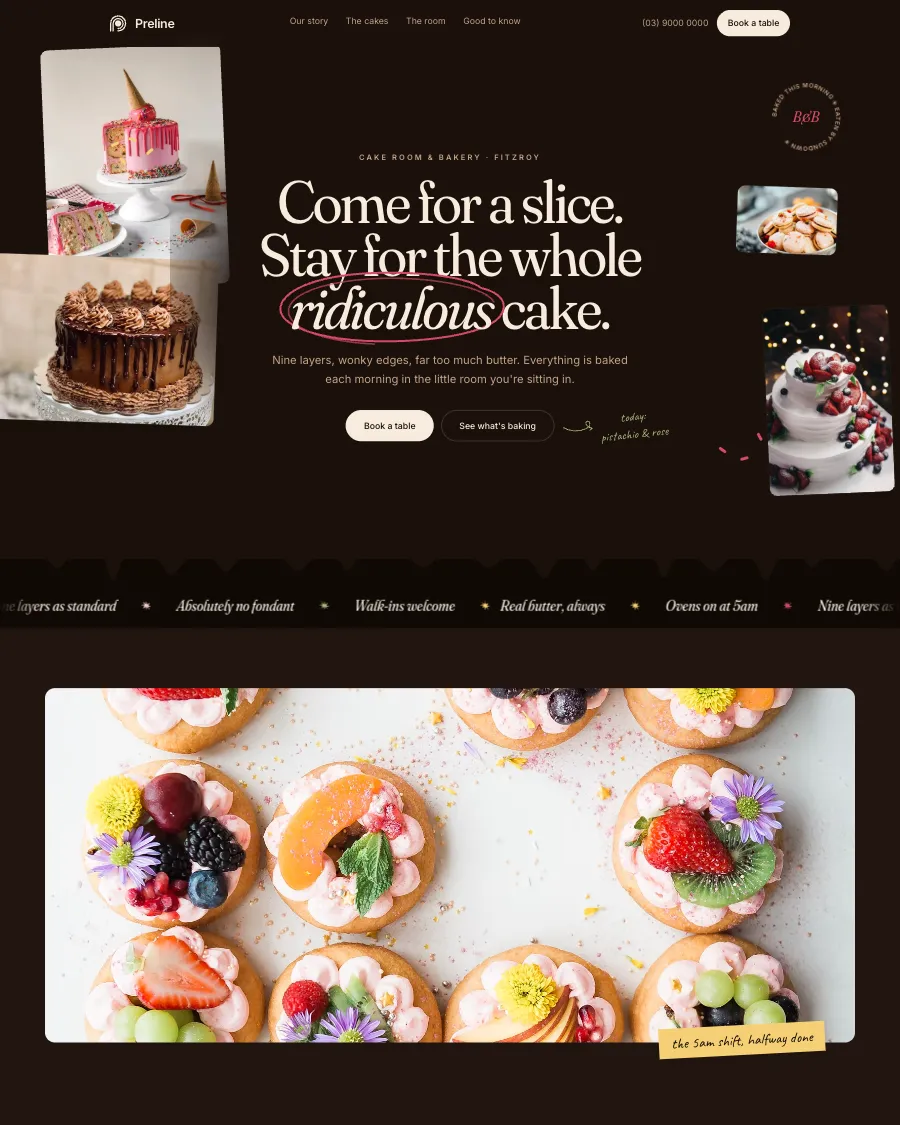 The Butter and Bloom demo in dark mode