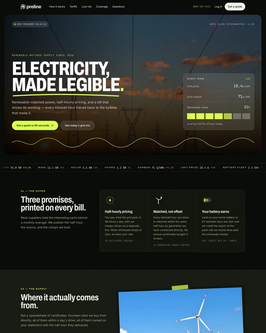 The Arcwell demo in dark mode