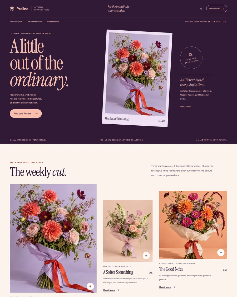 The Offstem florist demo in light mode