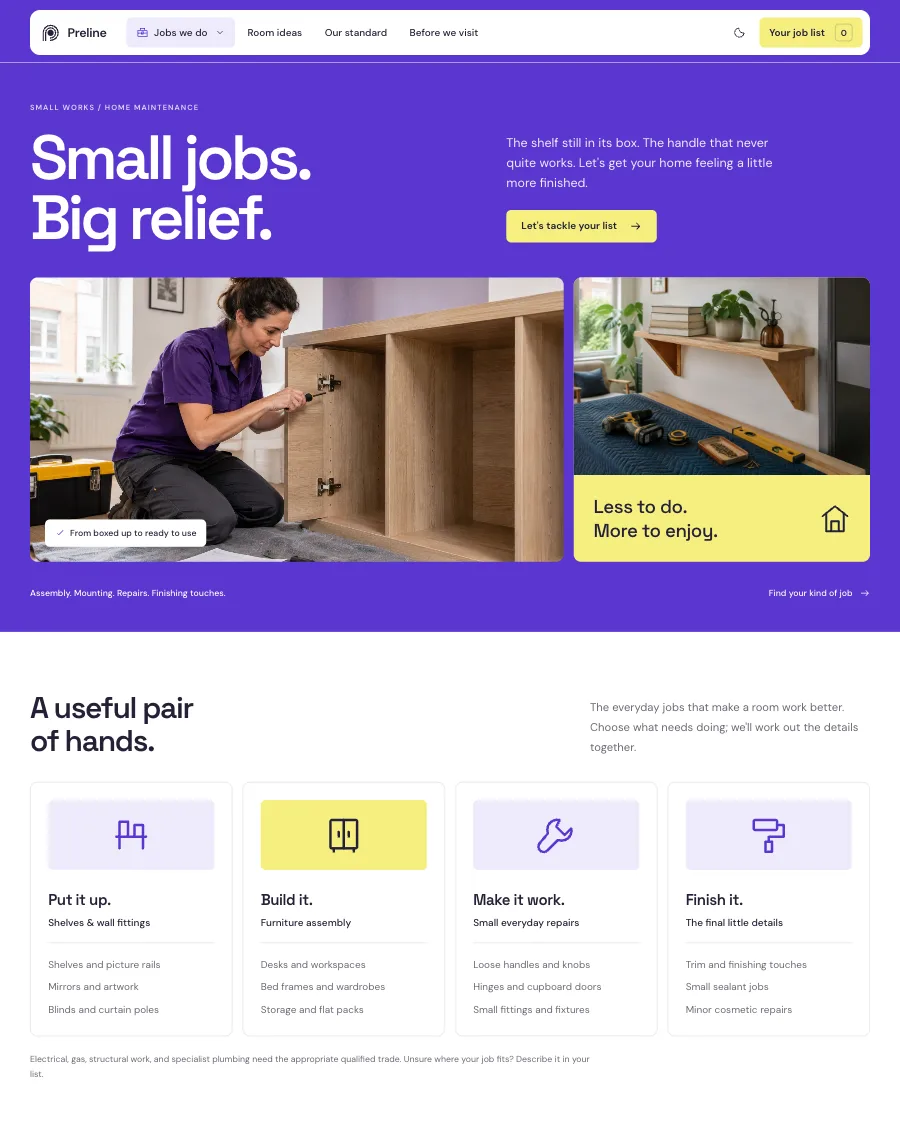 The Small Works demo in light mode