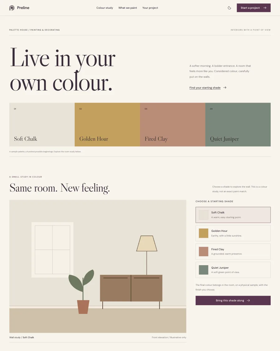 The Palette House demo in light mode