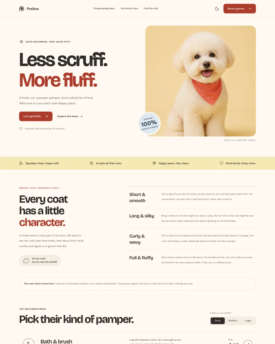 The Fluff Club demo in light mode