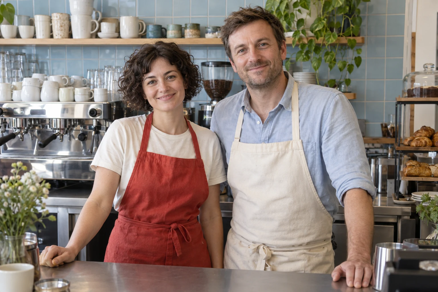 Nina and Theo, the two people behind the Sideplate cafe counter