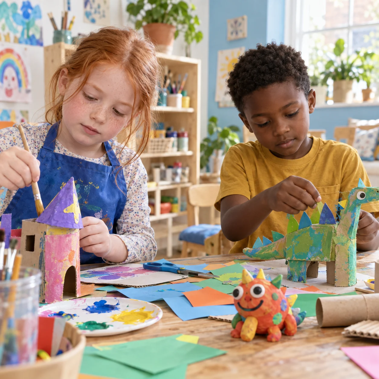 Make a masterpiece. Children taking part in Messy Makers