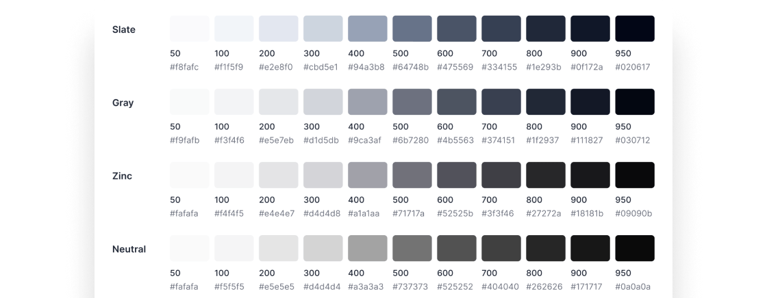 Tailwind CSS Color styles