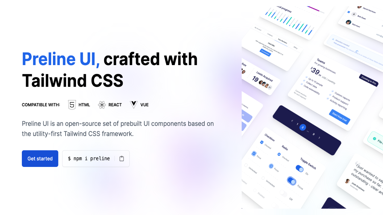 Open source Tailwind CSS component library