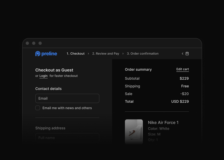 Checkout Flow Pages