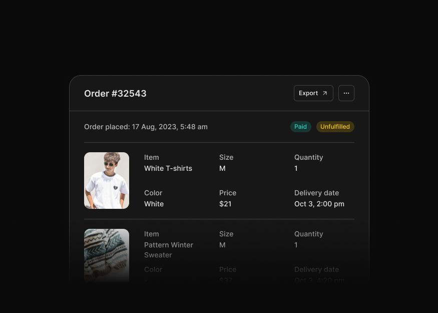 Order Summary Cards