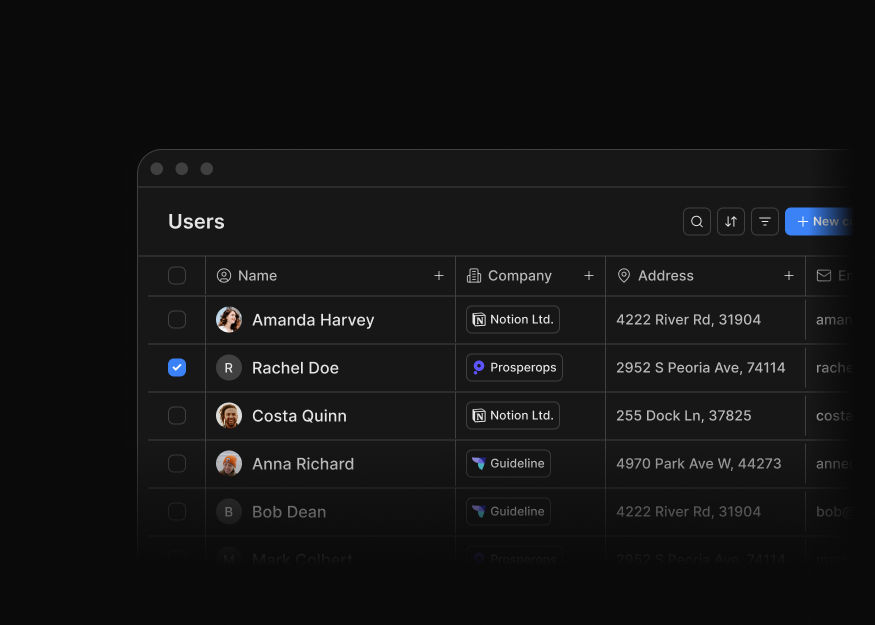 User & Contact Tables