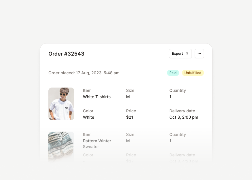 Order Summary Cards