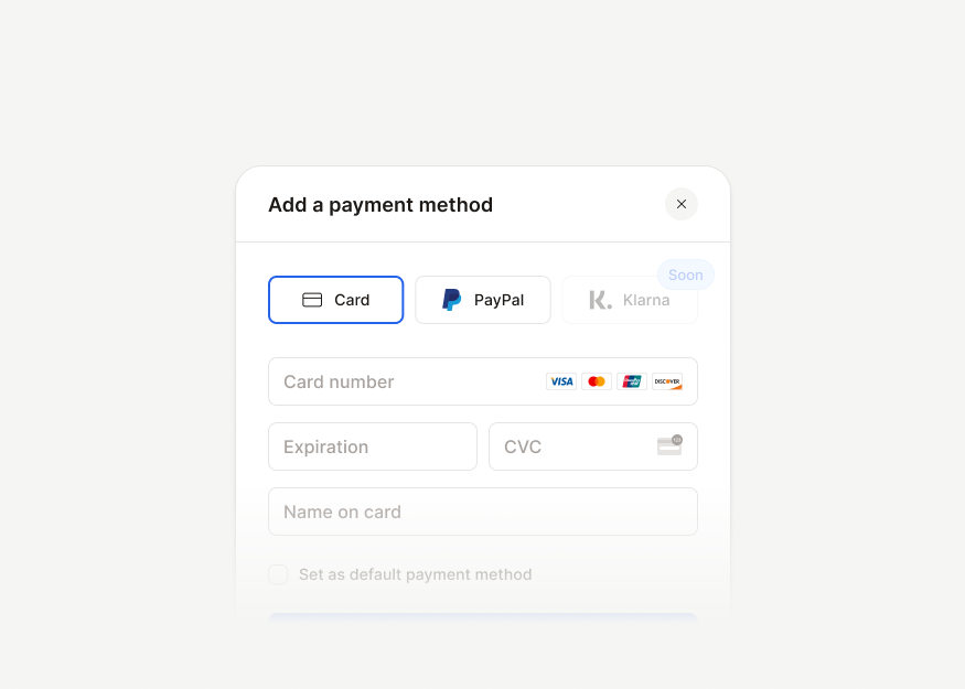 Payment Method Modals