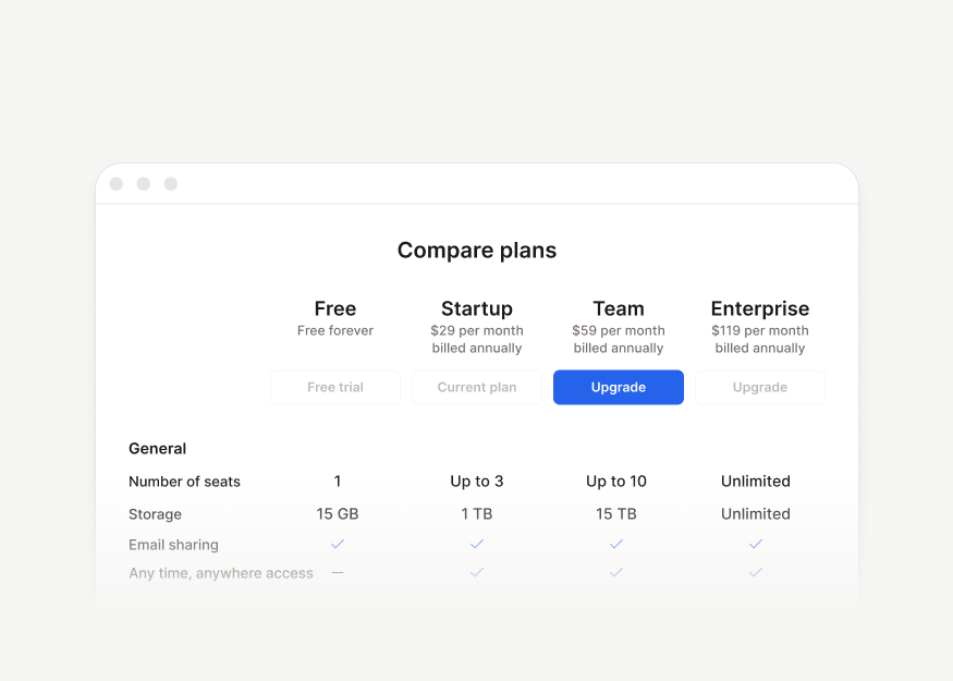 Pricing Tables