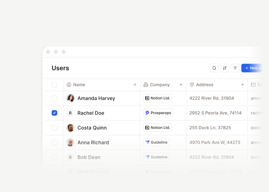 User & Contact Tables
